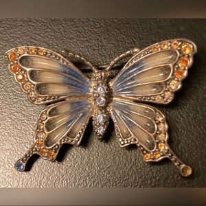 Vintage Monet Butterfly Enamel and Rhinestone Brooch